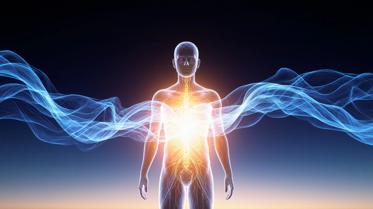 Silhouette of a confident person with a glowing core, symbolizing restored bladder control.