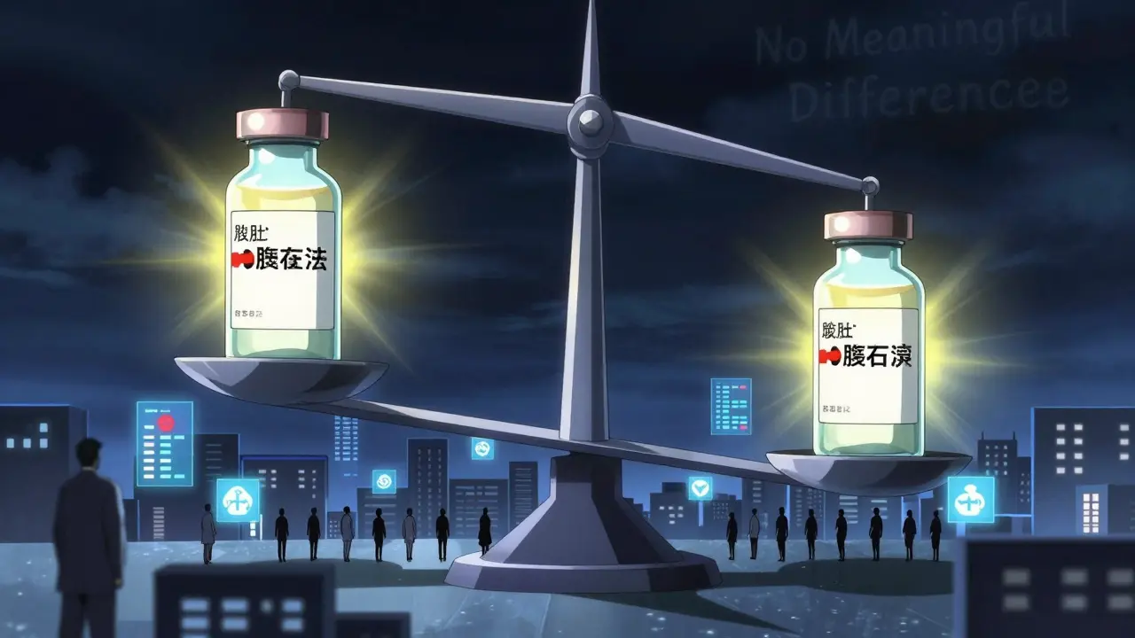 A balanced scale holding biologic and biosimilar vials, with thousands of patient silhouettes below.