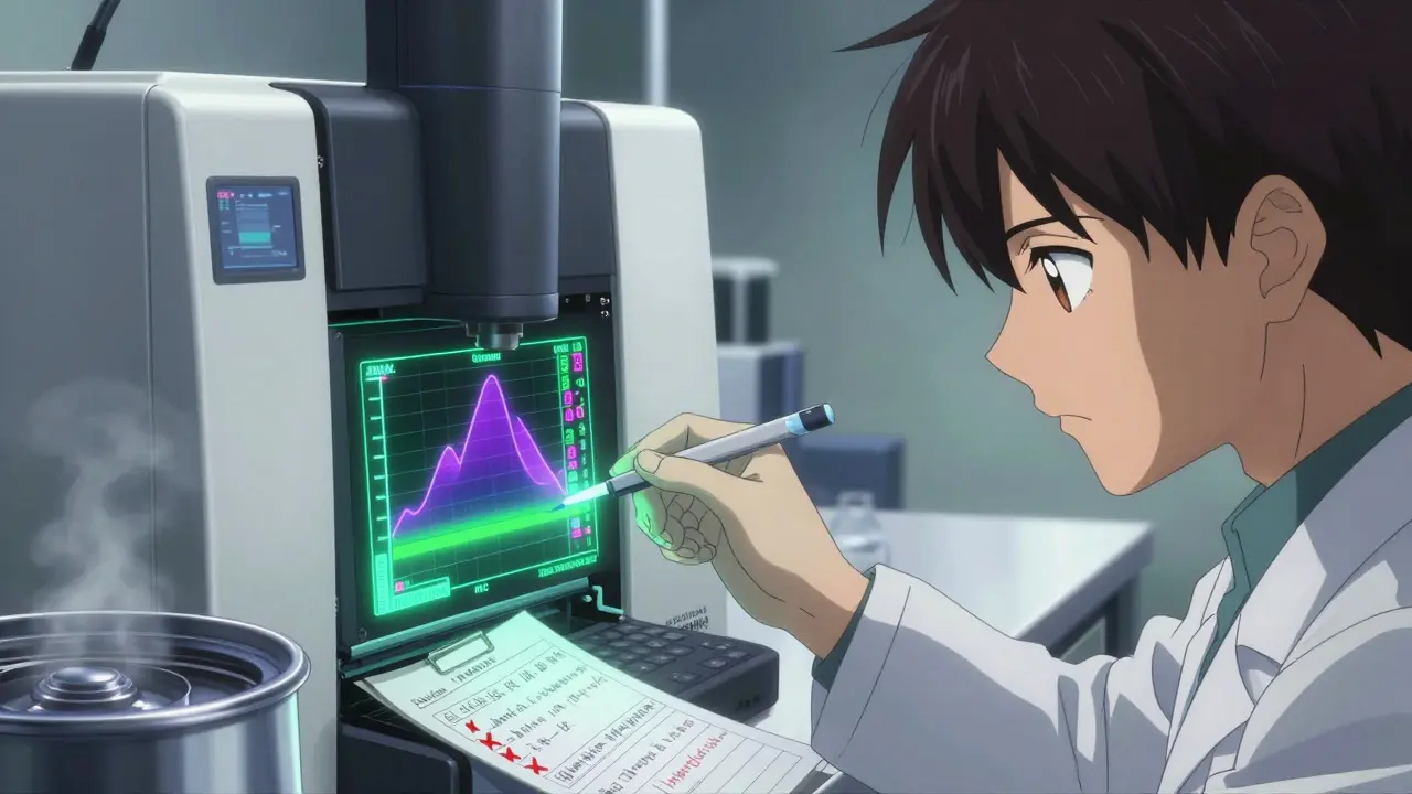 Lab technician analyzing blood samples with glowing data visualizations