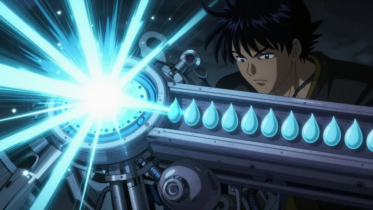 Conceptual illustration of fast-release versus slow-release hormone action in manga style.